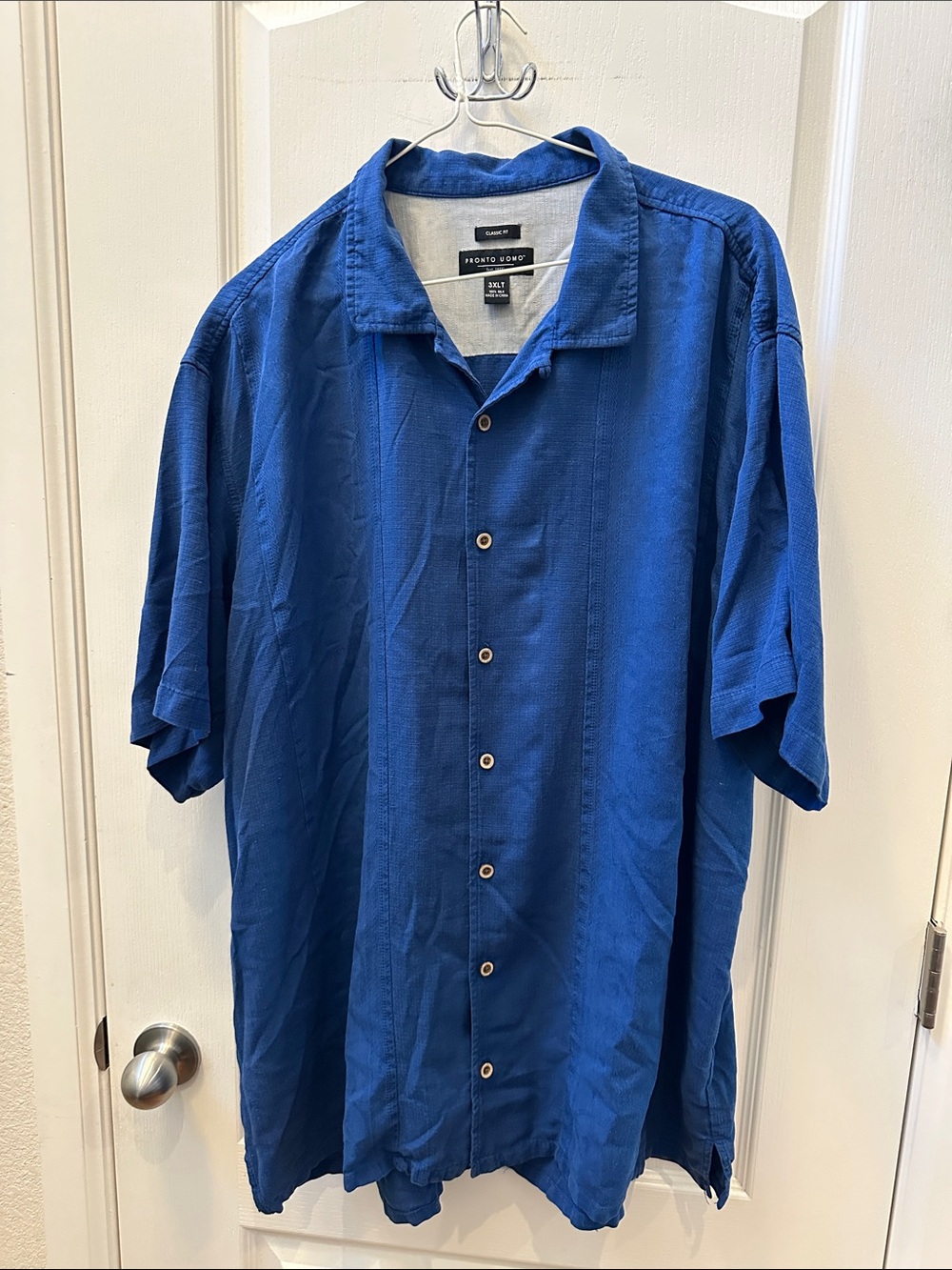 Pronto Uomo Men's Short-Sleeve Button-Down Shirt in Blue
